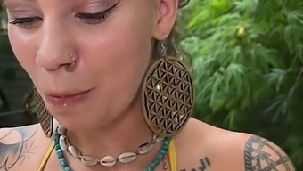 Hairy Hippie With Big Boobs Gets Lucky In Hot Tub