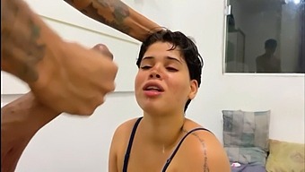 Big Natural Tits Beauty Gives A Blowjob